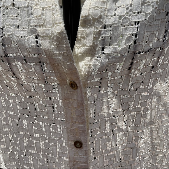 Hearts Of Palm Women's Ivory Golden Lace Blouse Sheer Size 14 - Picture 4 of 8